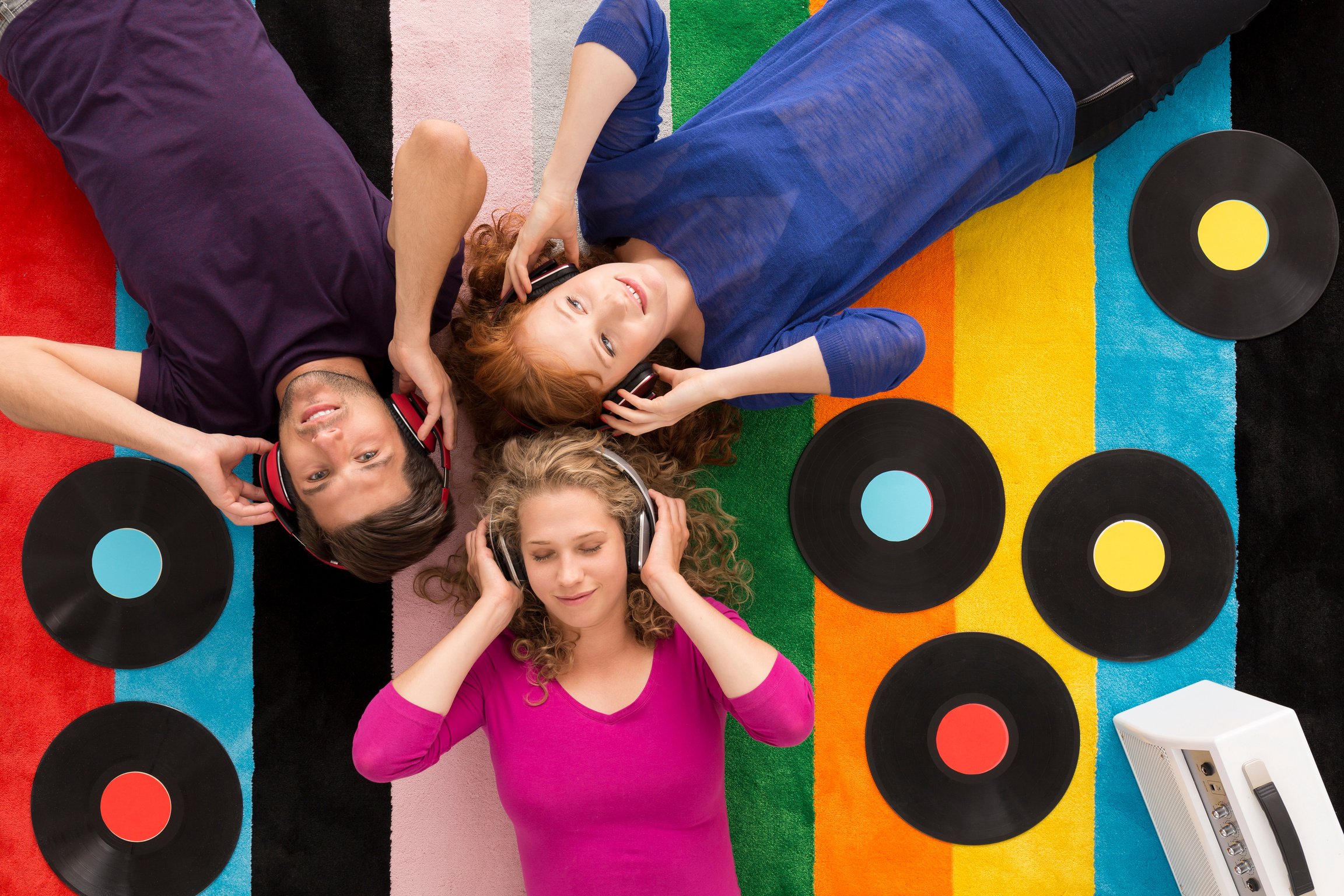 Young people listening to music